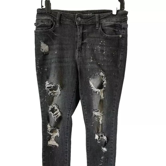 Judy Blue Women's Jeans Boyfriend Fit Distressed Black Denim Size 7/28 Stretch - Picture 1 of 10